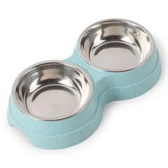 Double Pet Bowls Dog Food Water Feeder