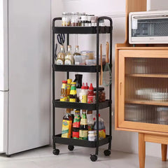 Kitchen movable trolley storage rack