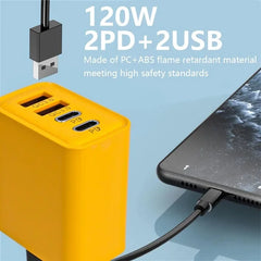 120W Fast Charging 4 Ports Mobile Phone Charger QC3.0 USB Type C