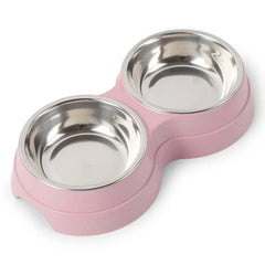 Double Pet Bowls Dog Food Water Feeder