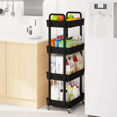 Kitchen movable trolley storage rack
