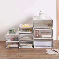 Desktop Storage Box Stacked Transparent High-capacity Organizer