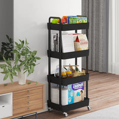 Kitchen movable trolley storage rack
