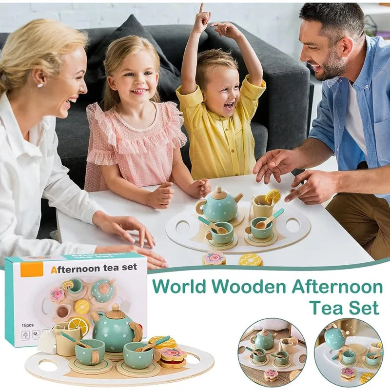 Wooden Afternoon Tea Set Toy Pretend Play