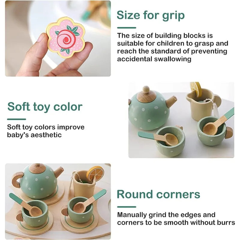 Wooden Afternoon Tea Set Toy Pretend Play