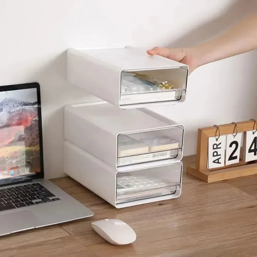 Desktop Storage Box Stacked Transparent High-capacity Organizer