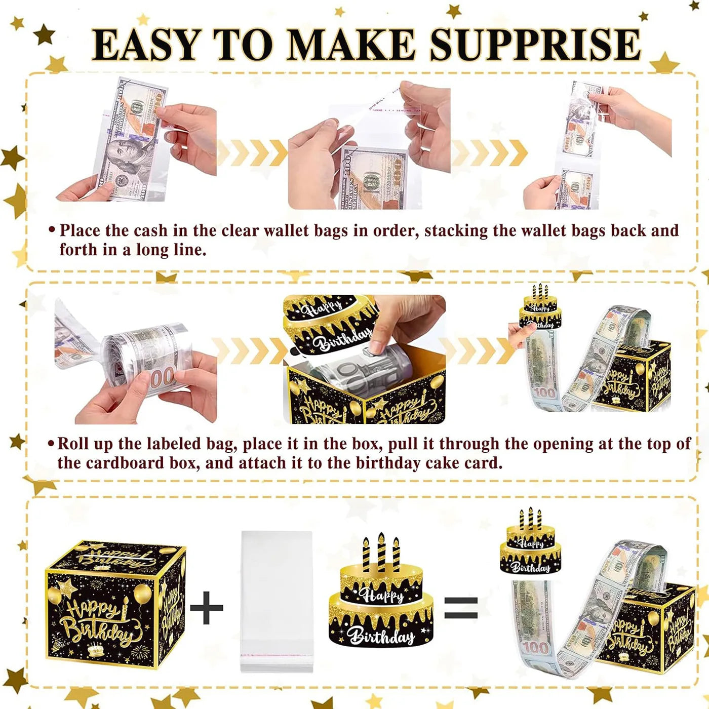 Birthday Cash Gift Box with Cake Card Funny Pumping