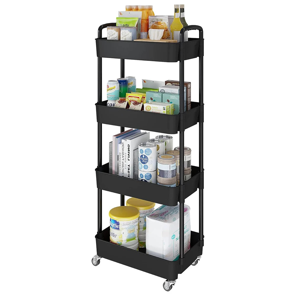 Kitchen movable trolley storage rack