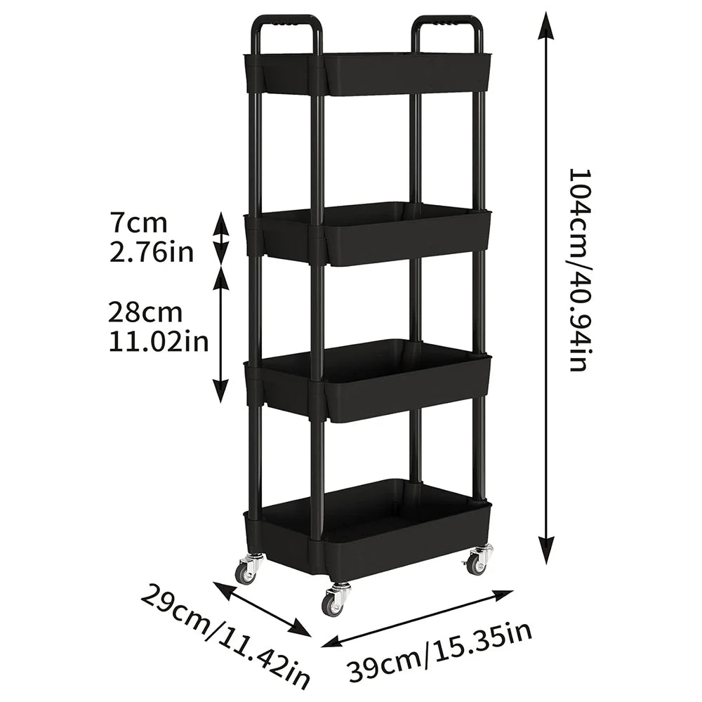 Kitchen movable trolley storage rack