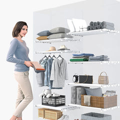 Adjustable Closet Organizer Storage Shelf Wall Mounted Kitchen