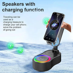 Cell Phone Holder Stand With LDE Light Bluetooth Speaker