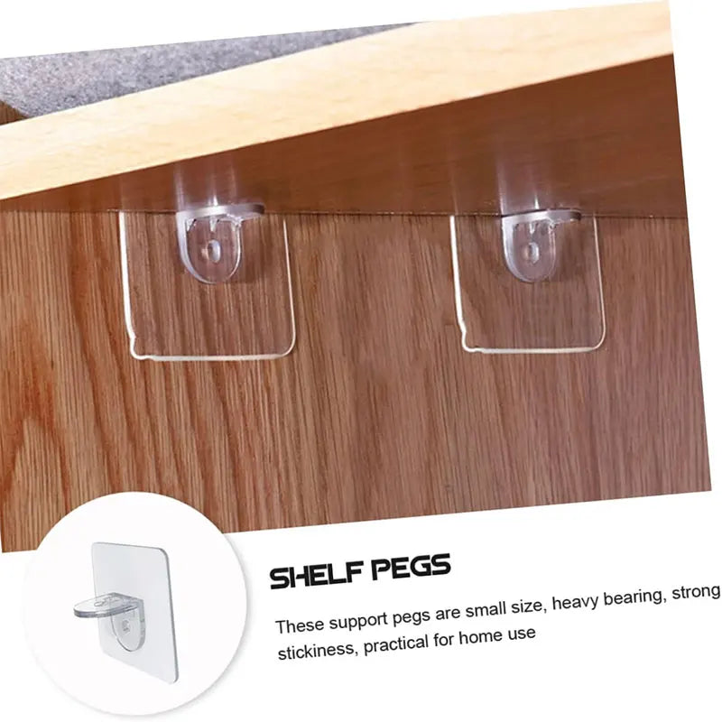 Punch Free Shelf Support Pegs Self Adhesive Shelves Clip