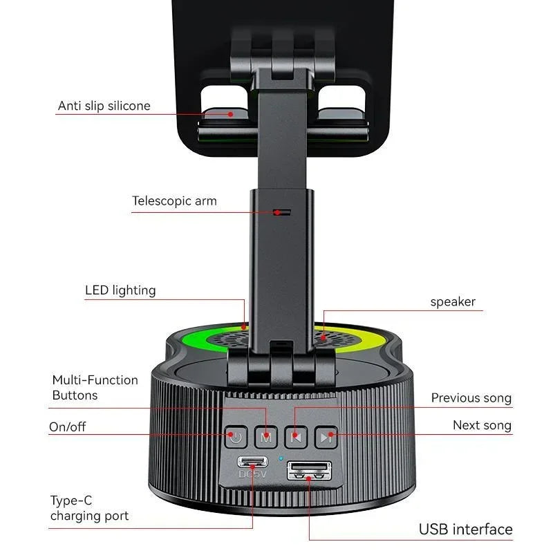 Wireless Speaker with Colorful Ambient Light 360°rotatable