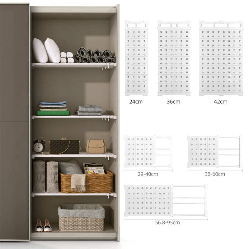 Adjustable Closet Organizer Storage Shelf Wall Mounted Kitchen