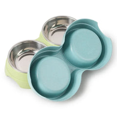 Double Pet Bowls Dog Food Water Feeder